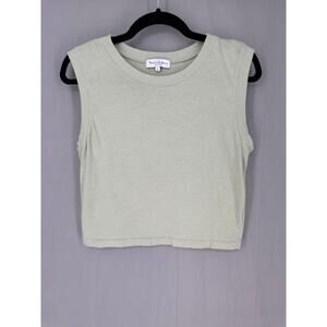 Michael Stars Top Womens Small Green Crop Pastel Light Sleeveless Casual Cotton